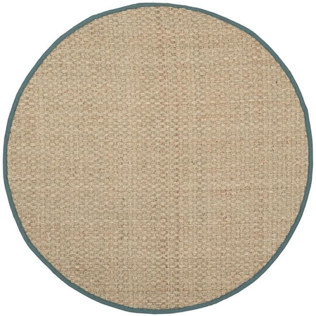 Safavieh Natural Fiber Power Loomed Round Area Rug; Natural & Light Blue - 8 x 8 ft. NF114M-8R